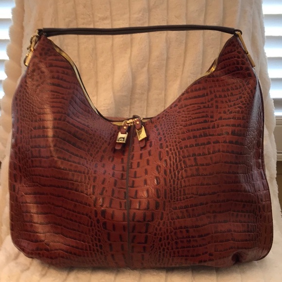 G.I.L.I. Handbags - G.I.L.I. Crocodile Embossed Hobo Handbag